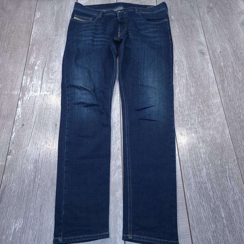 Diesel D-Luster Jeans Mens 34x34 Dark Blue Slim Fit Stretch Denim Pants - Picture 2 of 10